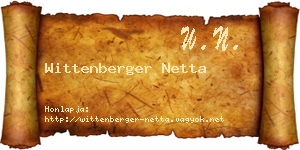 Wittenberger Netta névjegykártya